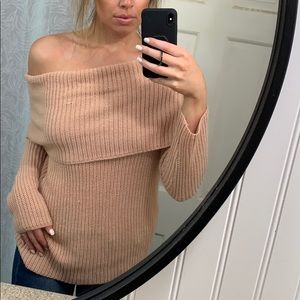 Idol Mind Off The Shoulder Ribbed Sweater